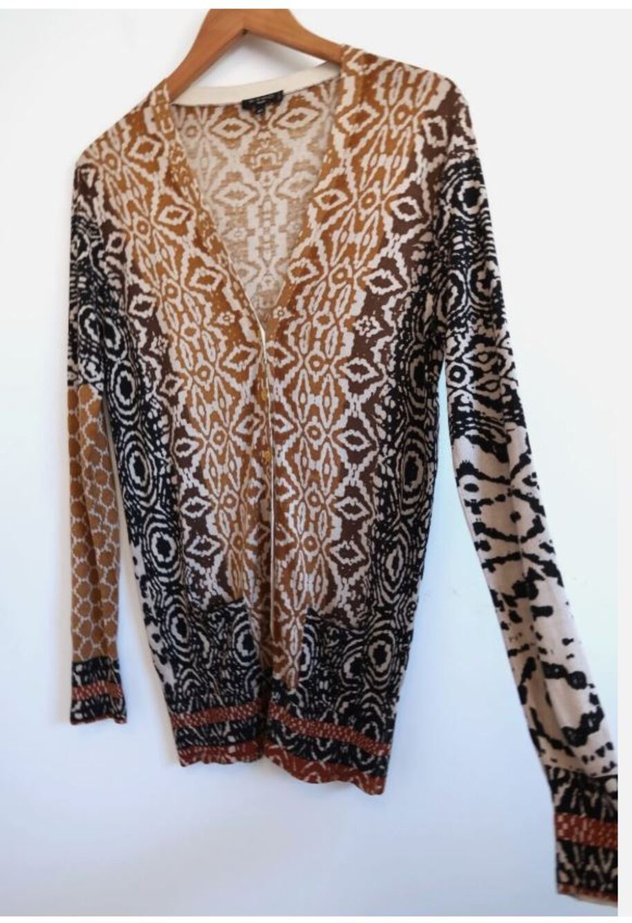 Etro M IT44 Silk Cashmere Cardigan Sweater Logo Boho Maximalist Italy $1590